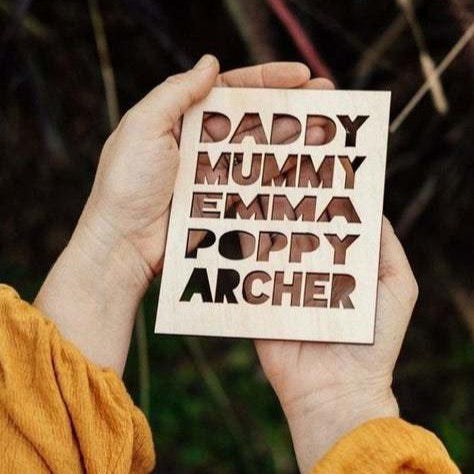 Mini Family List Plaque