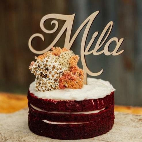 Single Word Script Cake Topper